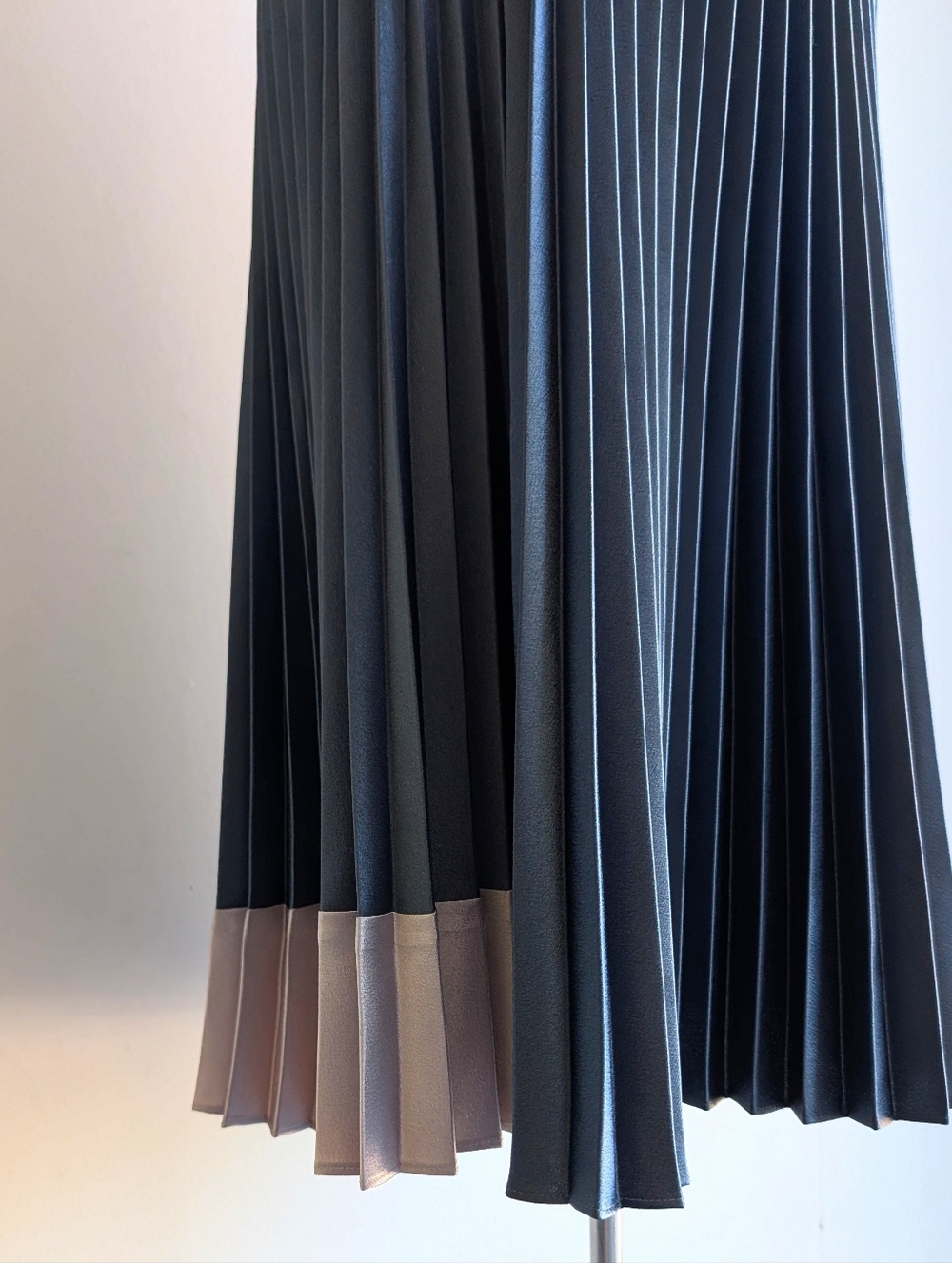 Ted Baker Satin Pleated Two-Tone Midi Skirt - Blue and Silver - Picture 3 of 10